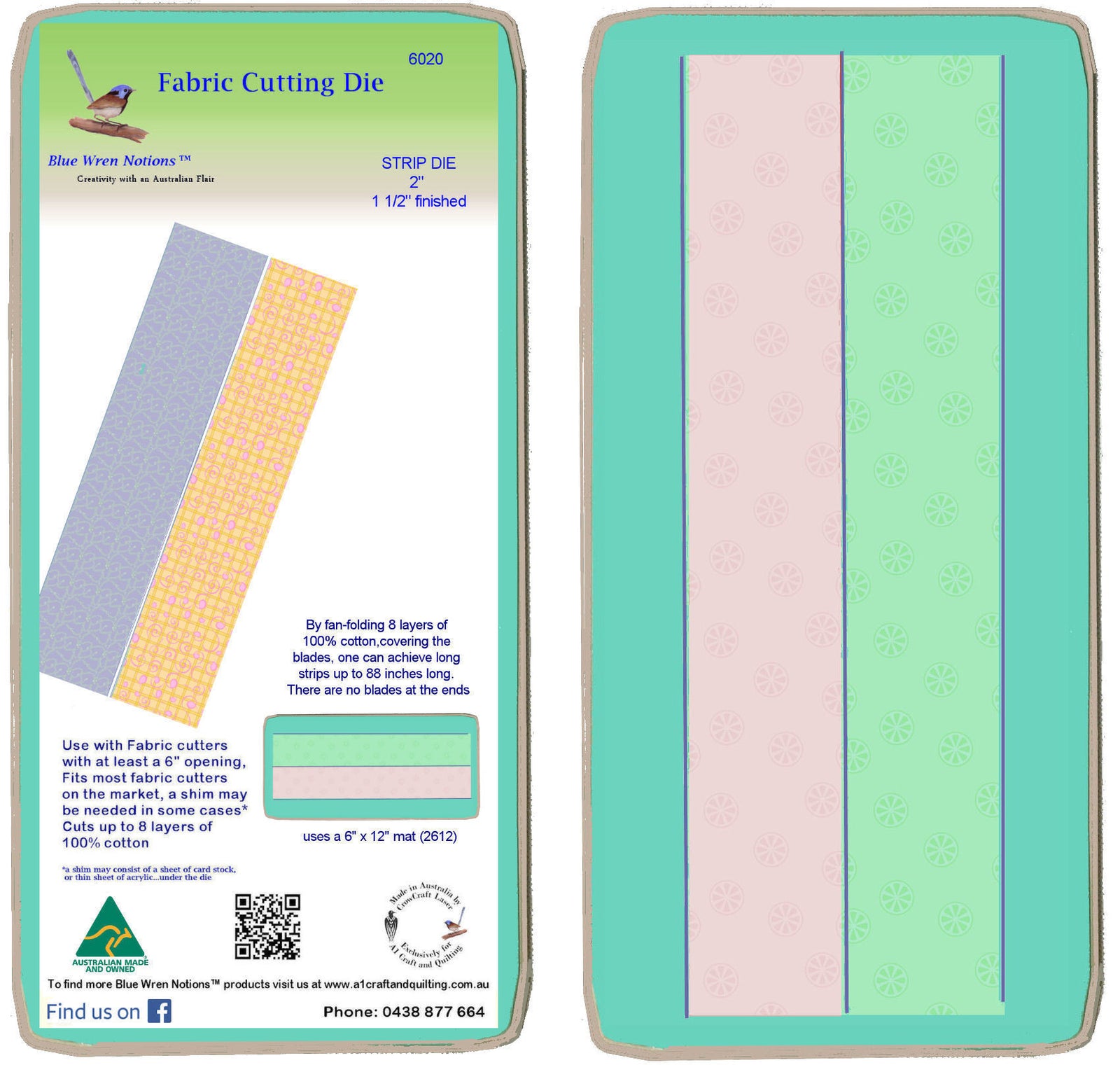 Strip die 2"  finishes at 1 1/2" x 2 strips on die) - 6020