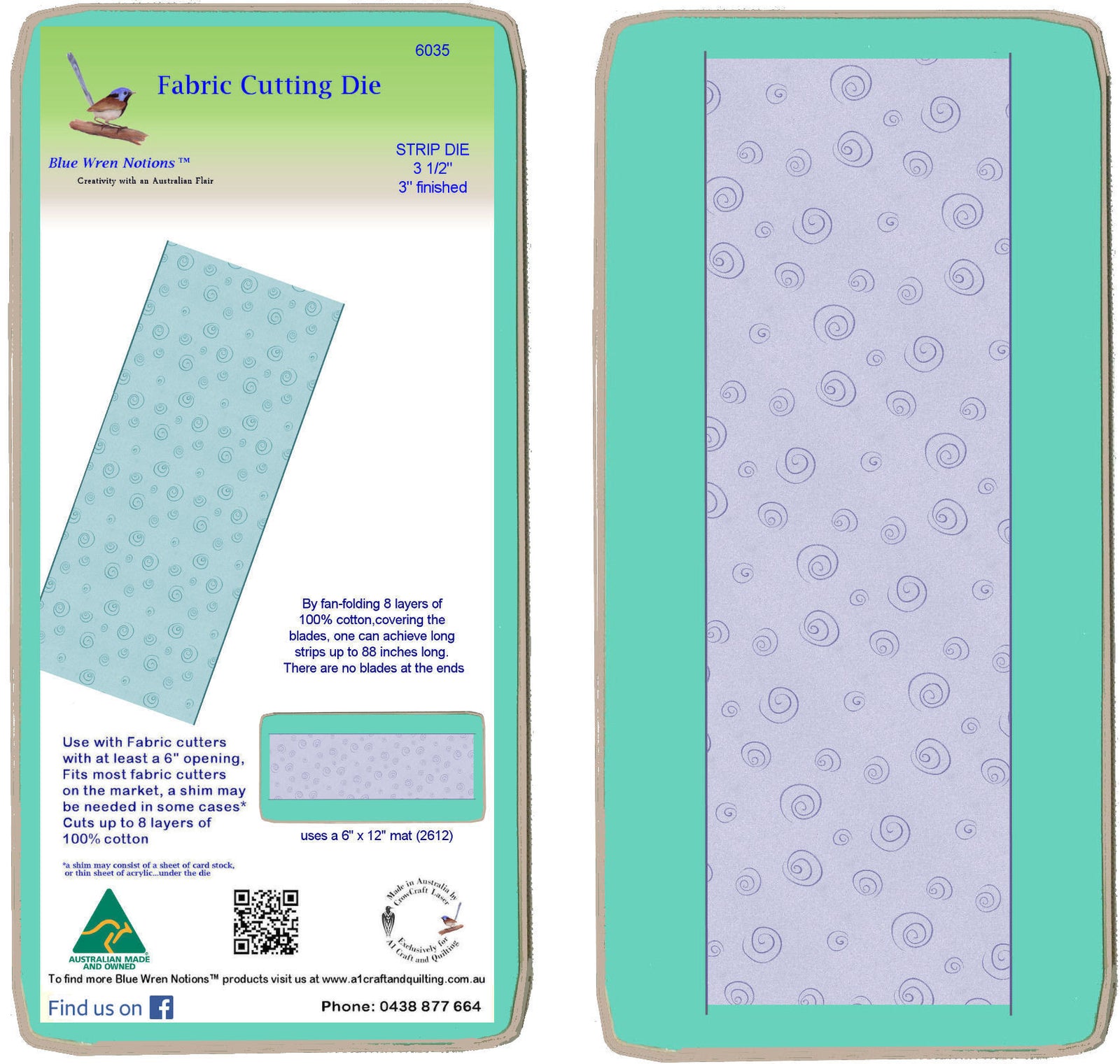 Strip Die 3 1/2" (3" finished) - 6035 - includes cutting mat