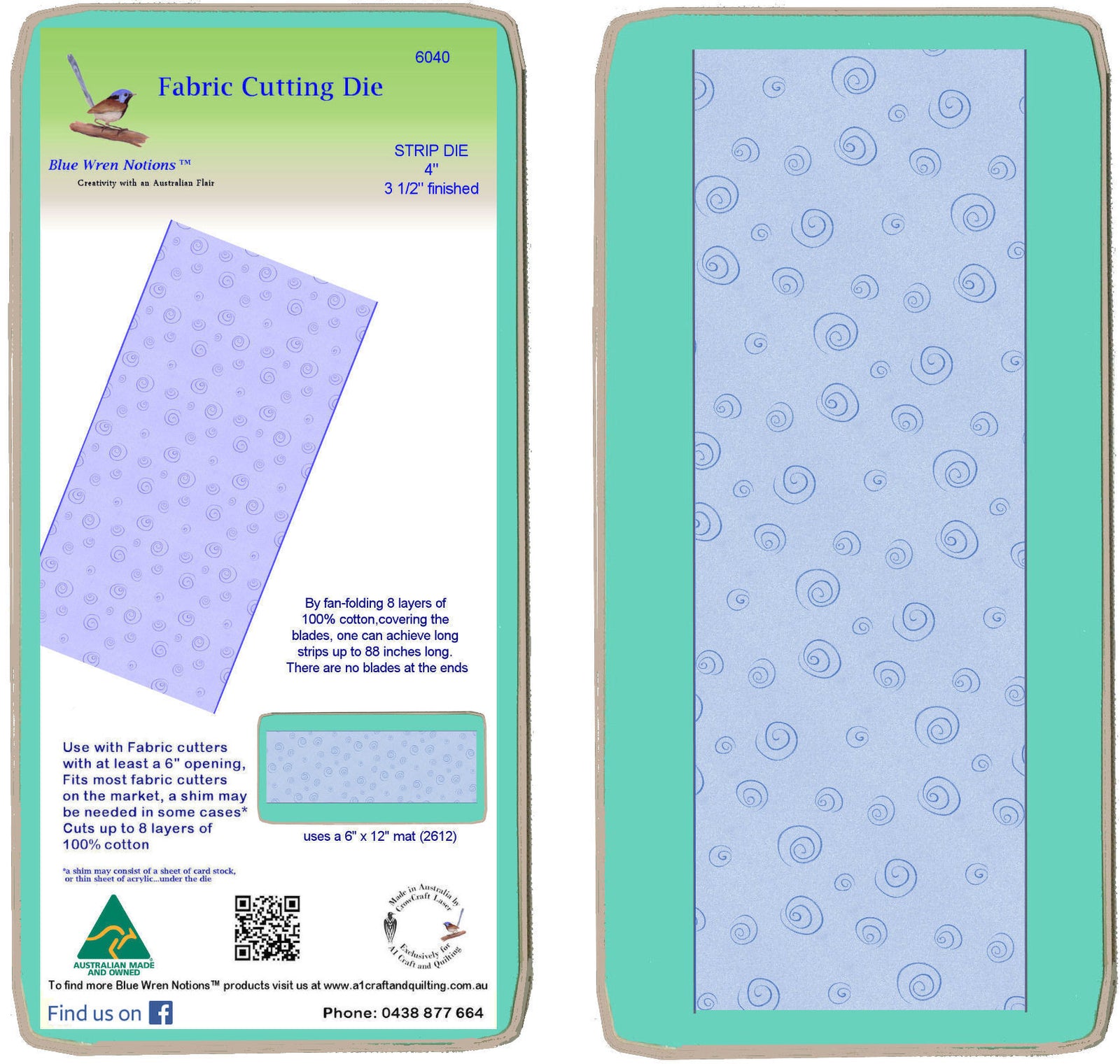 Strip Die 4", - 6040 - (3 1/2" finished)  - includes cutting mat